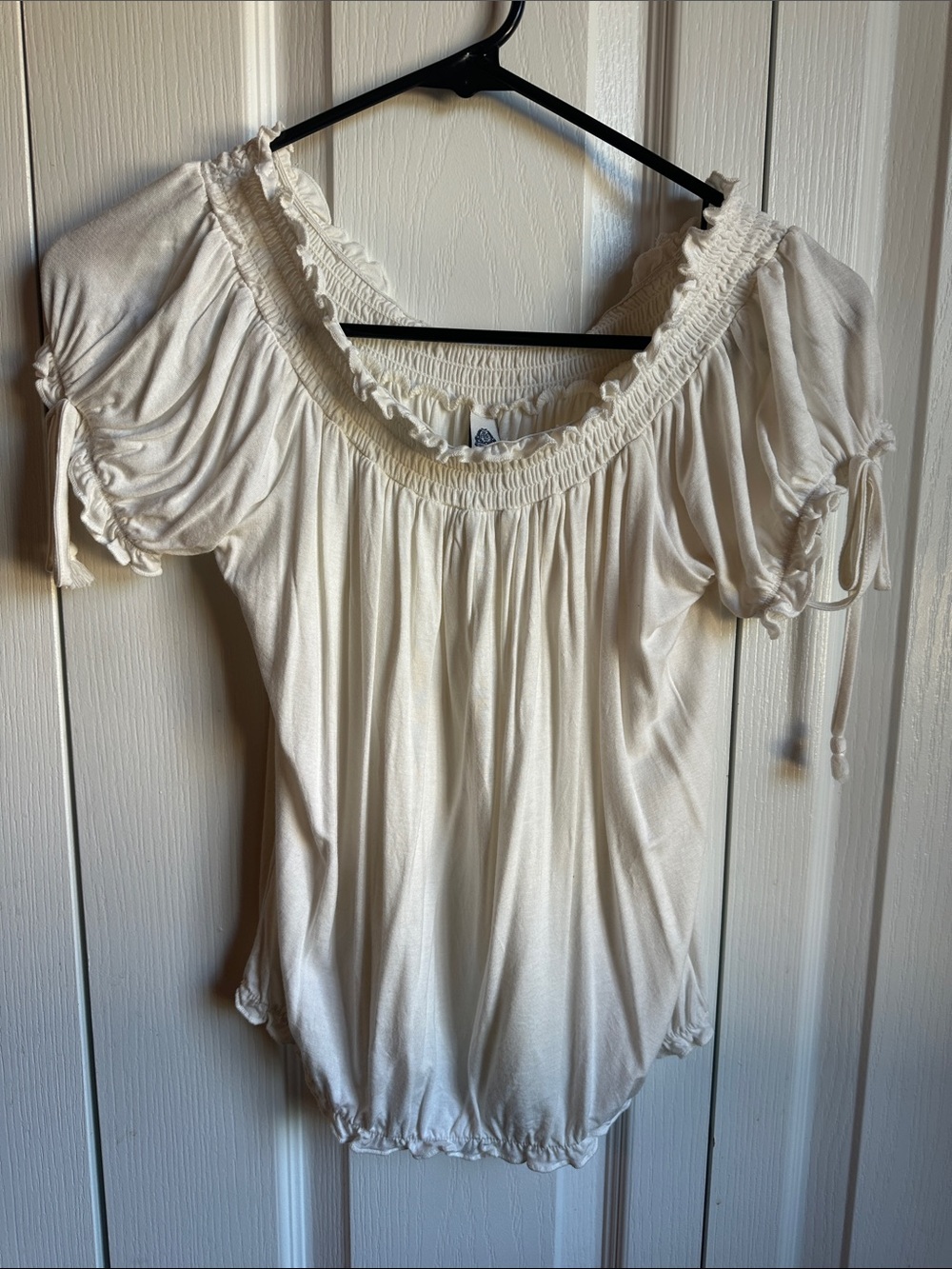 American Rag Cream Off-Shoulder Ruffle Peasant Top